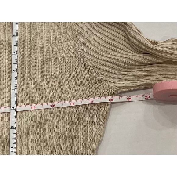 Vintage Ann Taylor Ivory Silk Long Sleeve Ribbed Knit Sweater, Size M - Picture 9 of 10